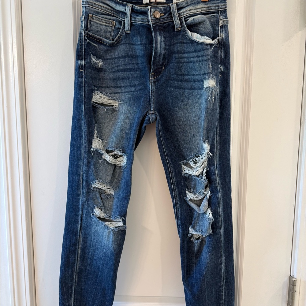 KanCan Dark Blue Distressed Ankle Jeans